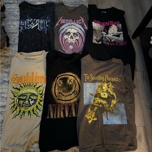 Mens Graphic Band T-Shirts Set